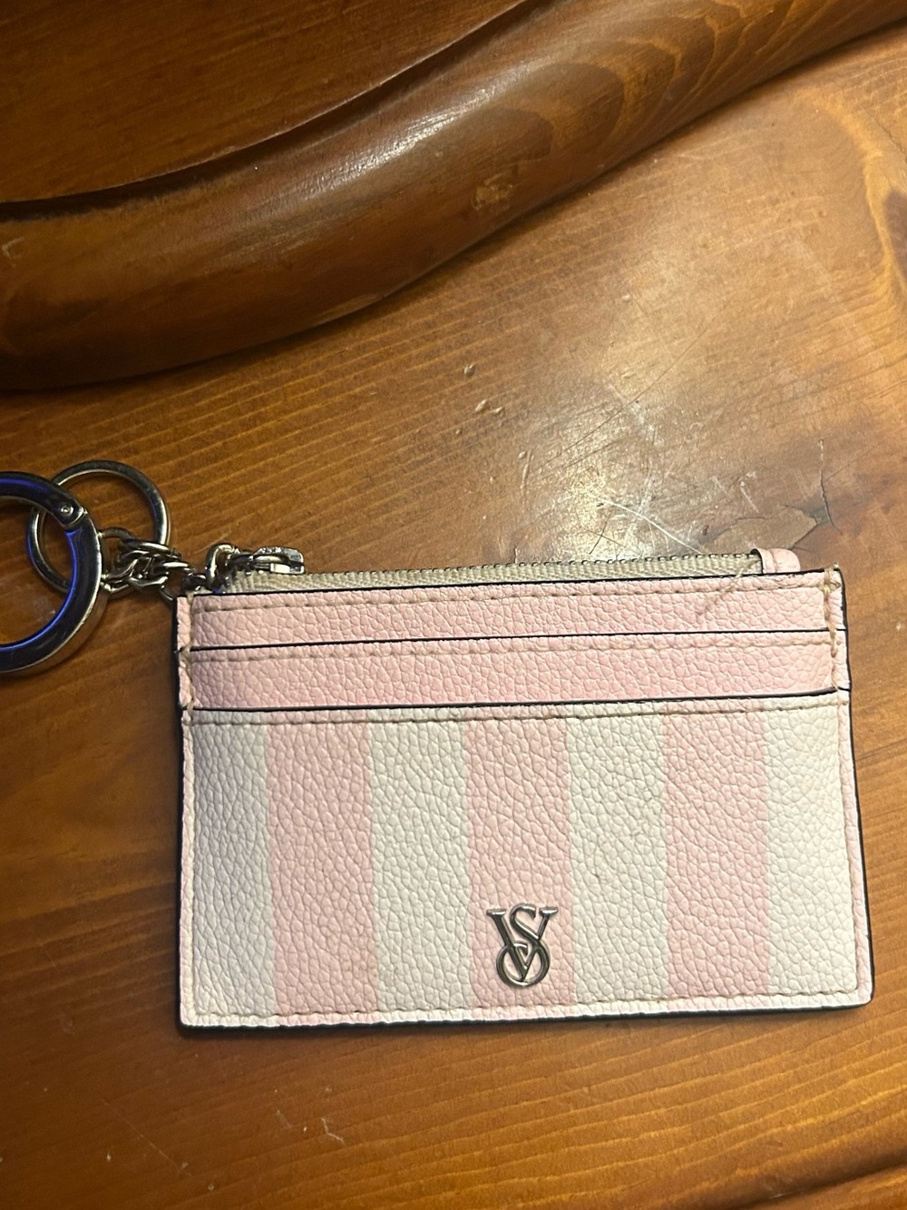 Victoria's Secret Pink and White Striped Card Holder Keyring